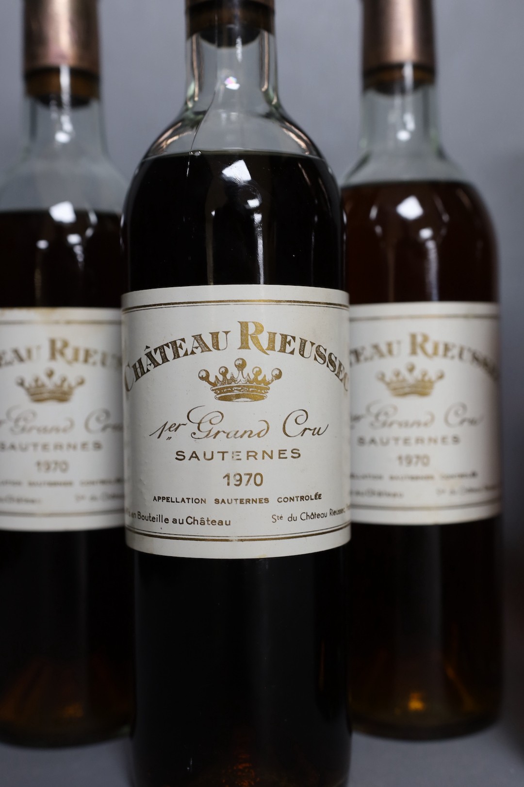 Five bottles Chateau Rieussec 1er Cru Classe - Sauternes 1970, 75cl